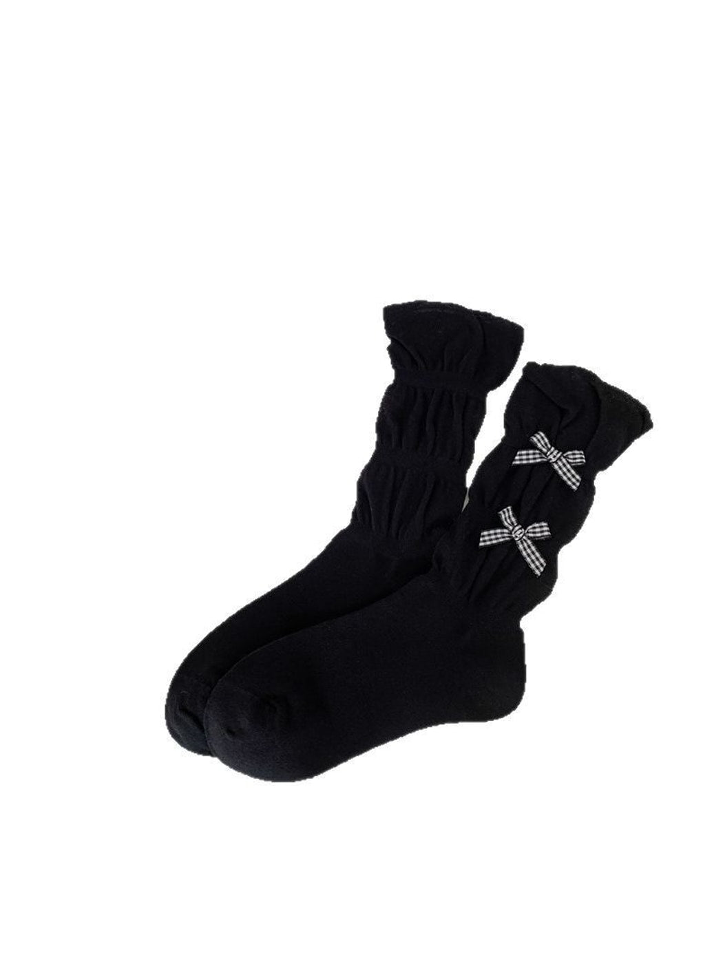 Rufia - Elegant Plaid Bow Detail Crew Socks