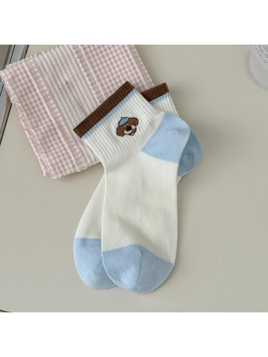 Rufia - Casual Cute Dog Ribbed Ankle Socks