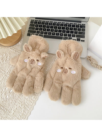 Gloving - Cute Bear Foldover Plush Winter Gloves