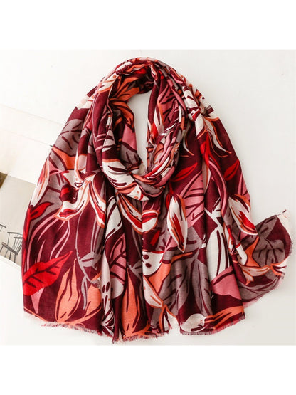 Scarvii - Modern Leaf Motif Printed Scarf