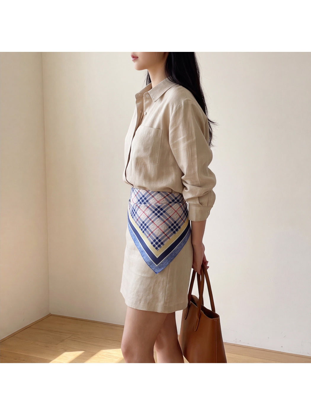 Scarvii - Plaid Print Square Scarf