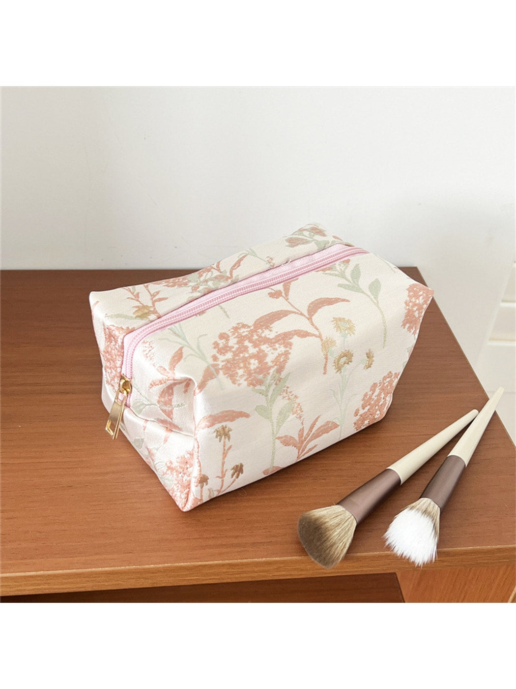 Cosbai - Floral Embroidery Cosmetic Organizer Bag
