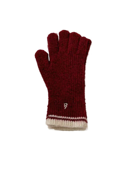 Gloving - Unisex Full-Cover Knitted Gloves with Letter Embroidered
