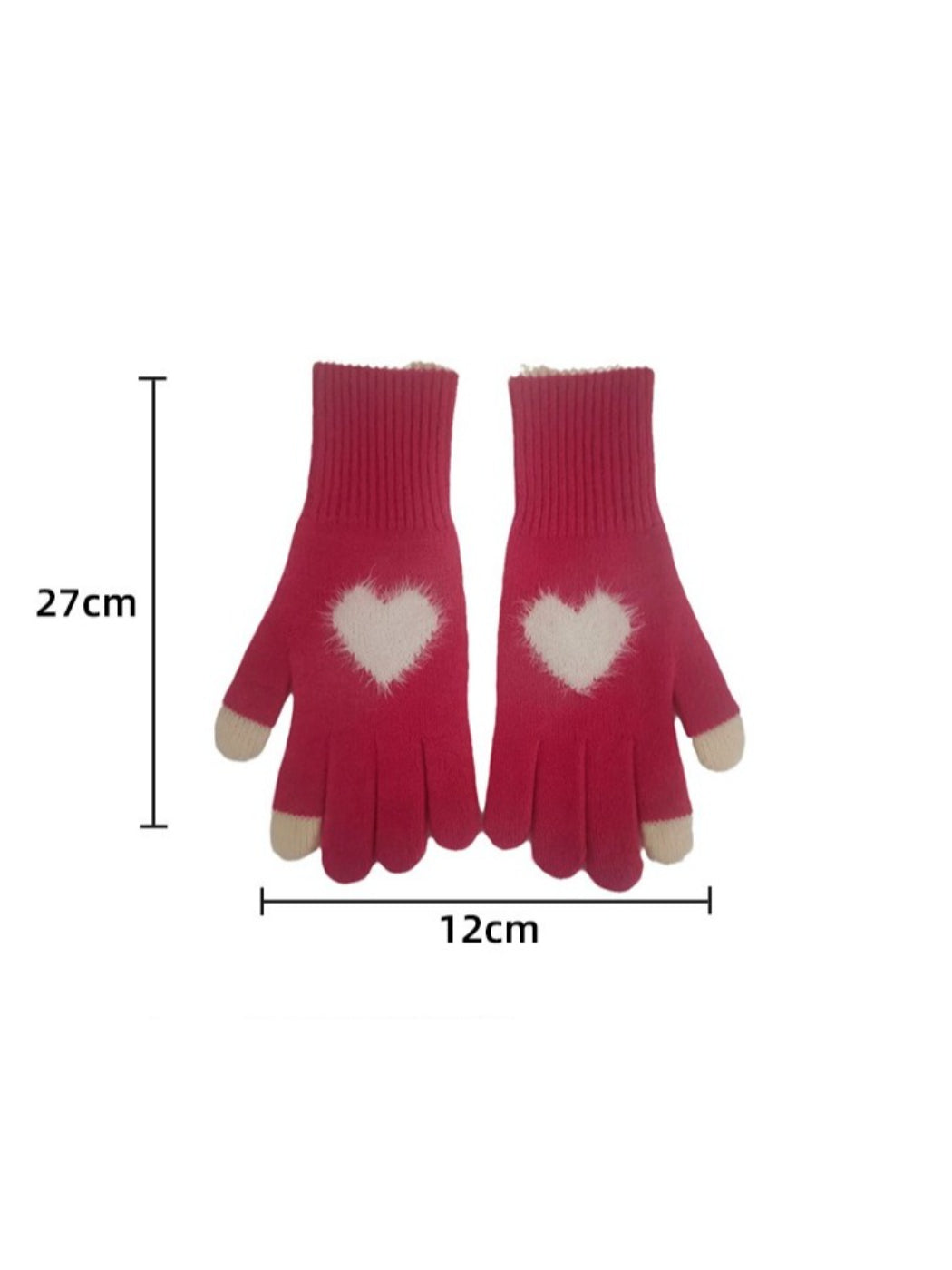 Gloving - Fuzzy Heart Knit Gloves