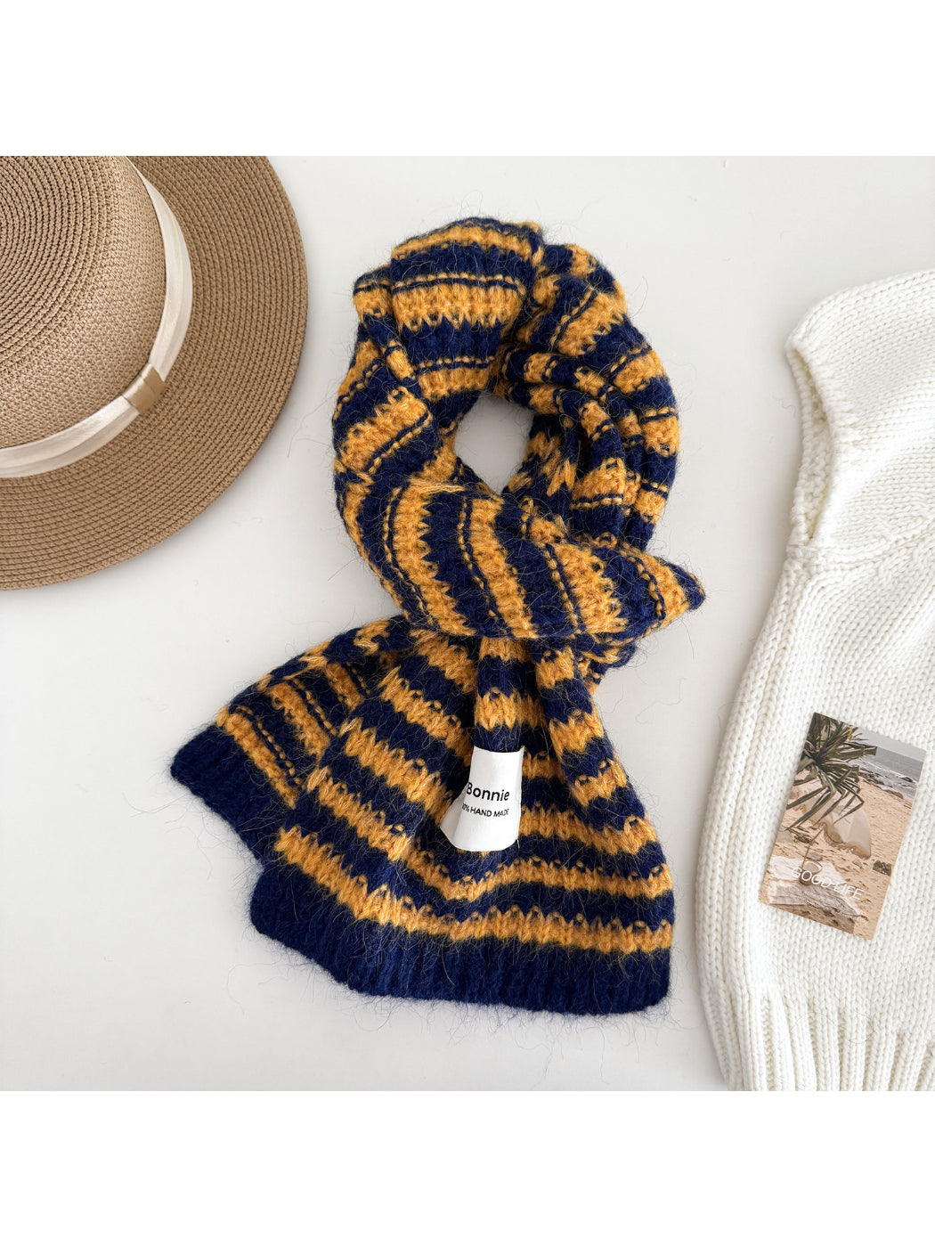 Scarvii - Bold Stripe Textured Knit Scarf