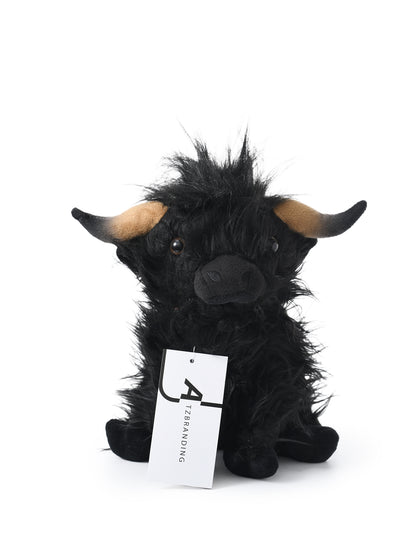 Cow plush toy with embroidered face details