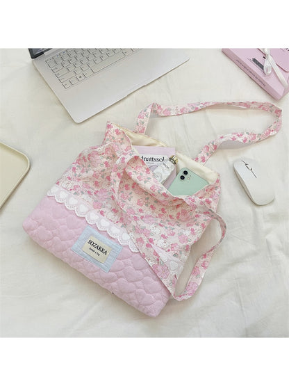 Cosbai - Floral Print Tote Shoulder Bag