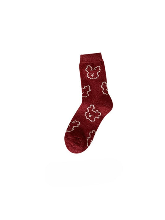 Rufia - Teddy Outline Pattern Crew Socks