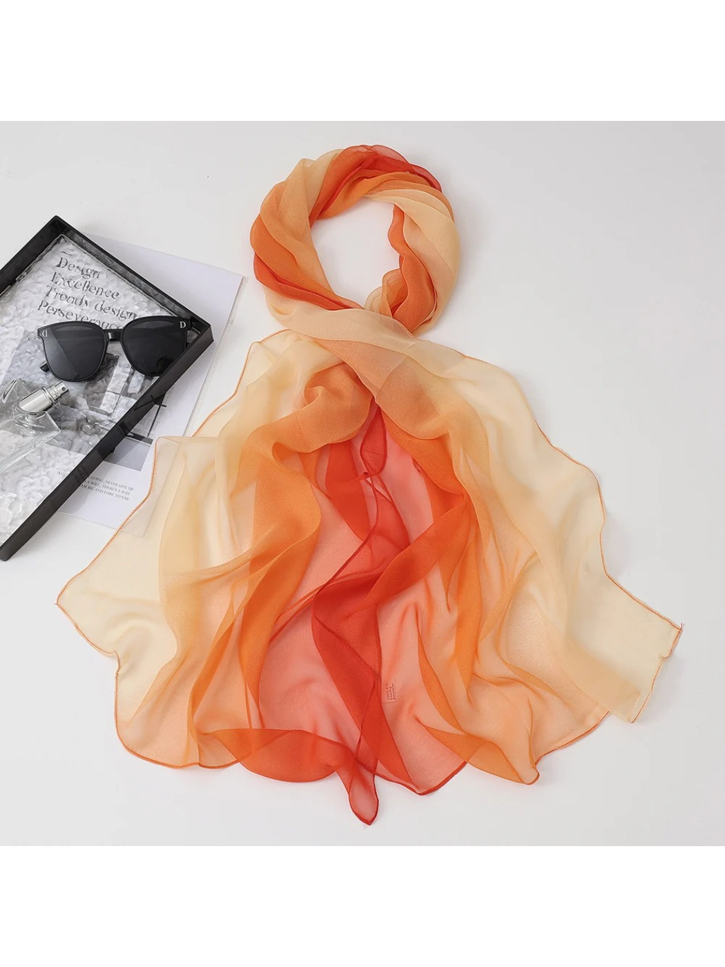 Scarvii - Gradient Color Block Sheer Scarf