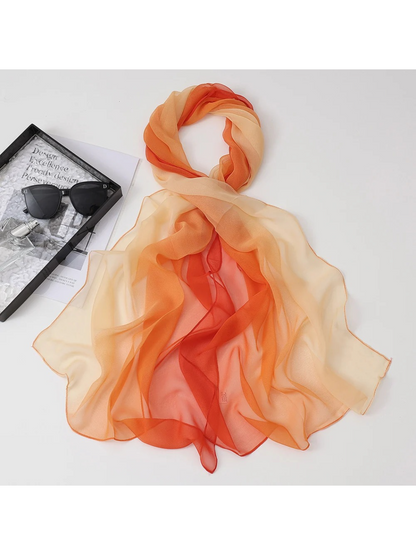Scarvii - Gradient Color Block Sheer Scarf