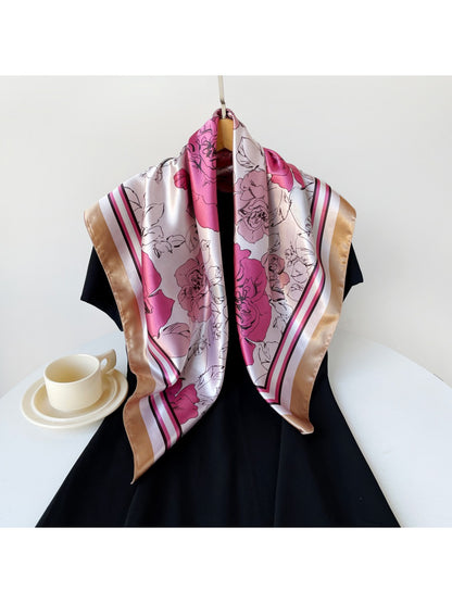 Scarvii - Retro Bloom Color Block Square Scarf