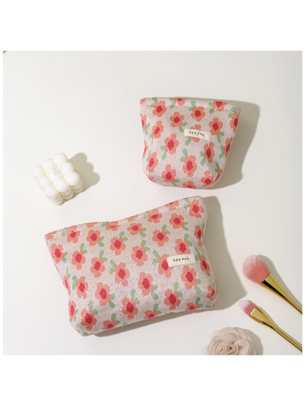 Cosbai - Floral Print Travel Makeup Organizer Bag