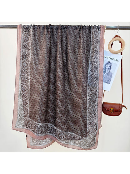 Scarvii - Paisley Border Print Lightweight Scarf