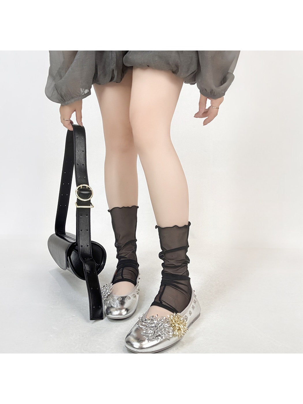 Rufia - Sheer Ruffle Edge Open Design Socks