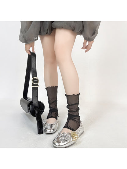 Rufia - Sheer Ruffle Edge Open Design Socks