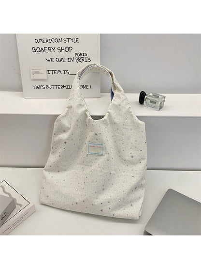 Close-up of star pattern on Cosbai cute everyday tote bag