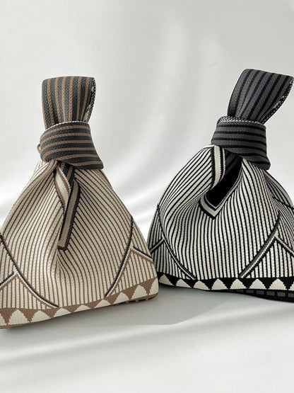 Cosbai - Classic Minimalist Striped Knit Handbag