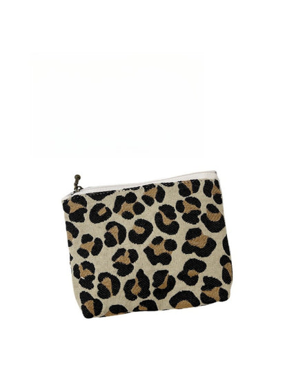 Cosbai - Small Coin Purse with Leopard & Floral Prints