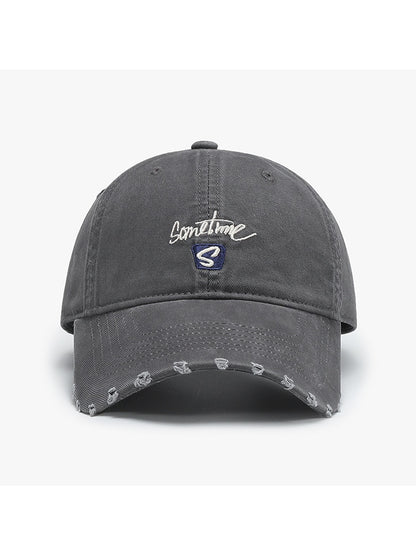 Haila - Round Crown Embroidered Detail Foldable Baseball