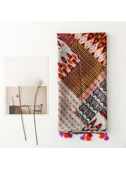 Scarvii - Graphic Patchwork Pattern Soft Scarf