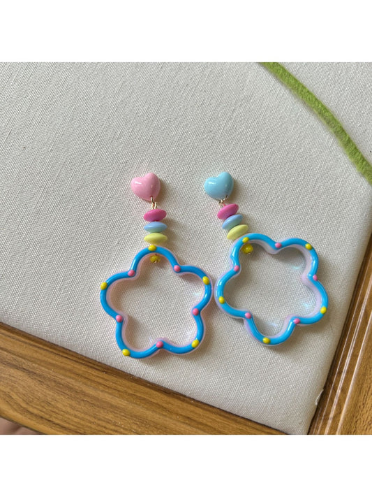 Earwish - Colorful Flower Shaped Drop Earrings