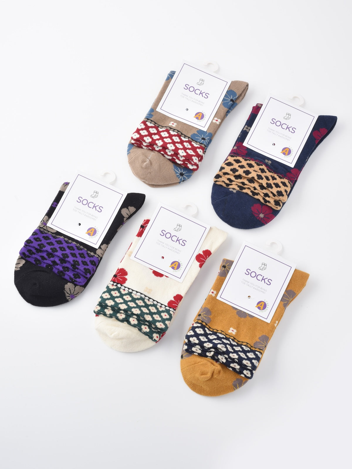 Rufia - Colorful Floral Pattern Mid-Calf Socks