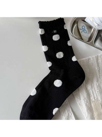 Rufia - Polka Dot Mesh Look Women's Crew Socks