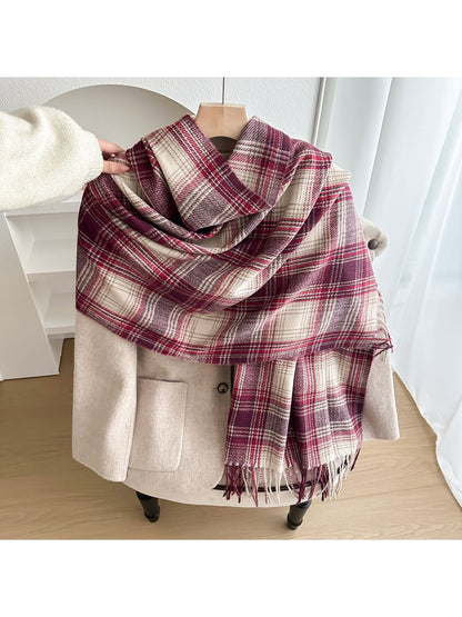 Scarvii - Classic Plaid Fringed Winter Scarf
