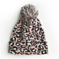 Haila - Leopard Print Winter Knit Hat with Pom-Pom