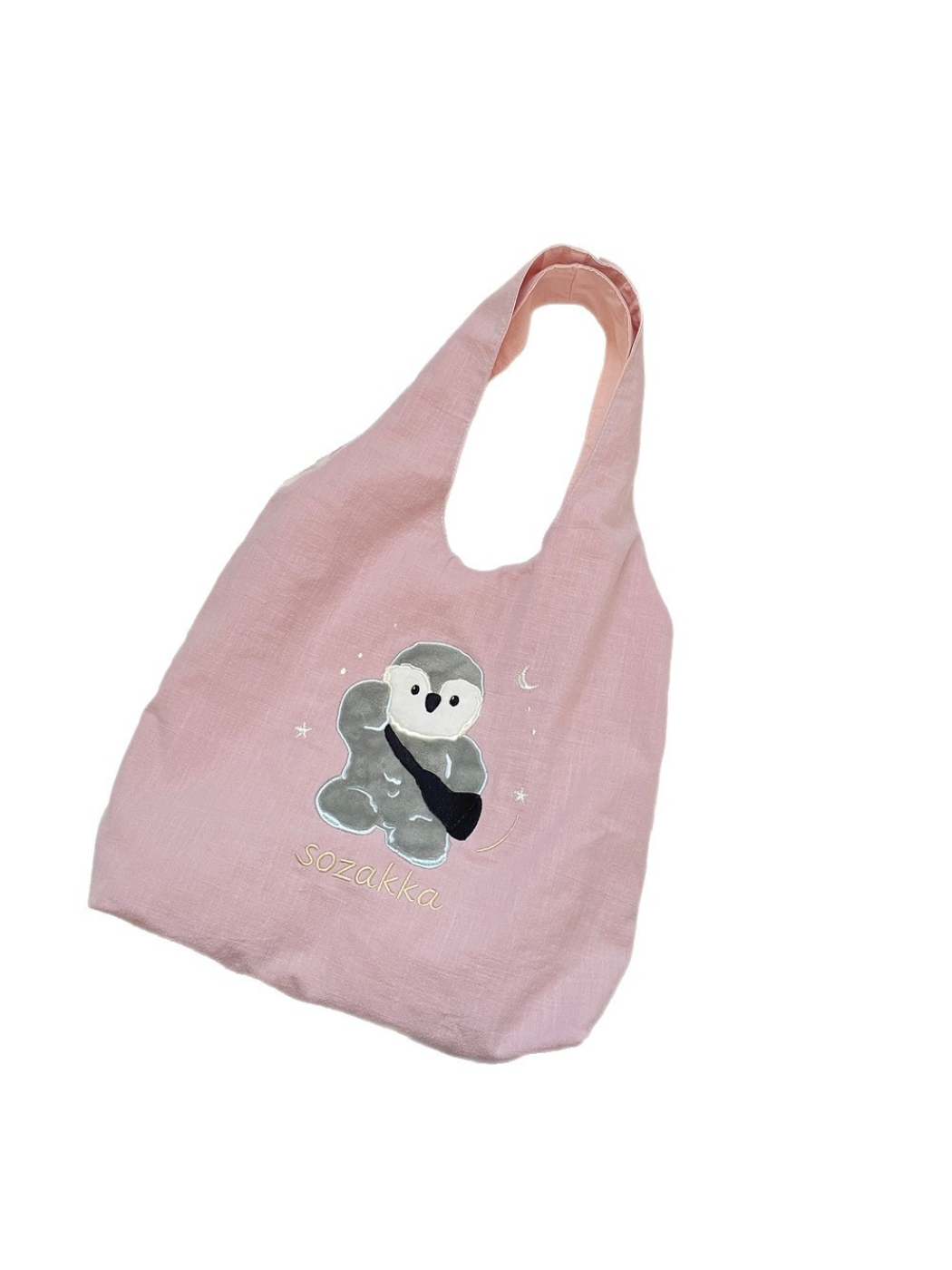Cosbai - Embroidered Bear and Bunny Hobo Bag