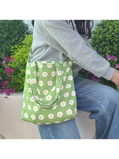 Cosbai - Floral Print Open-Top Women's Bag