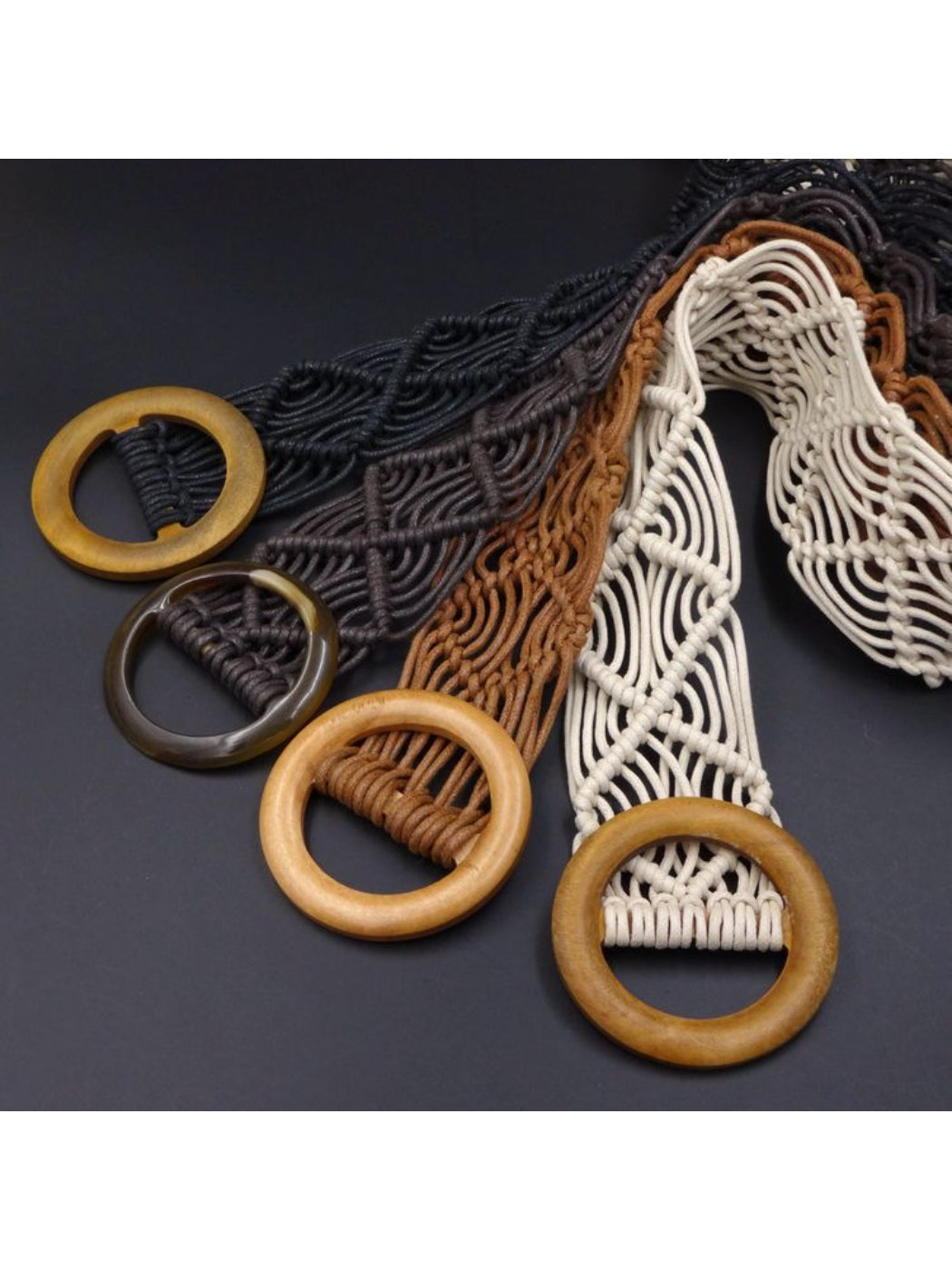 Beco Woven Ring Buckle Waist Belt with woven texture