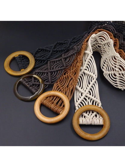 Beco Woven Ring Buckle Waist Belt with woven texture