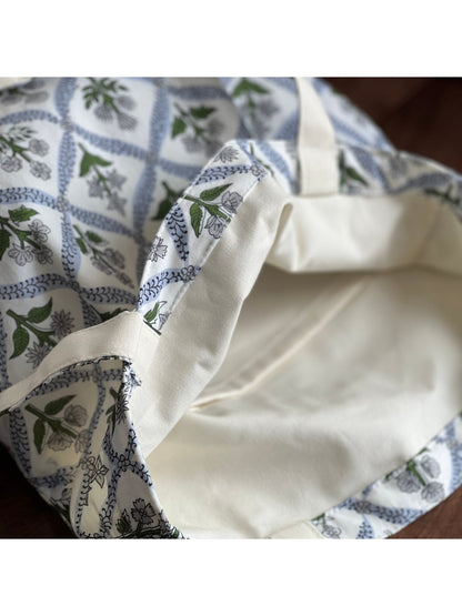 Cosbai - Botanical Block Print Tote Bag