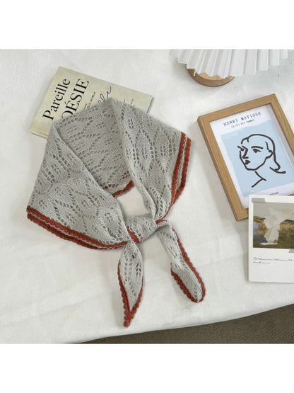 Scarvii - Leaf-Like Openwork Scallop Trim Scarf