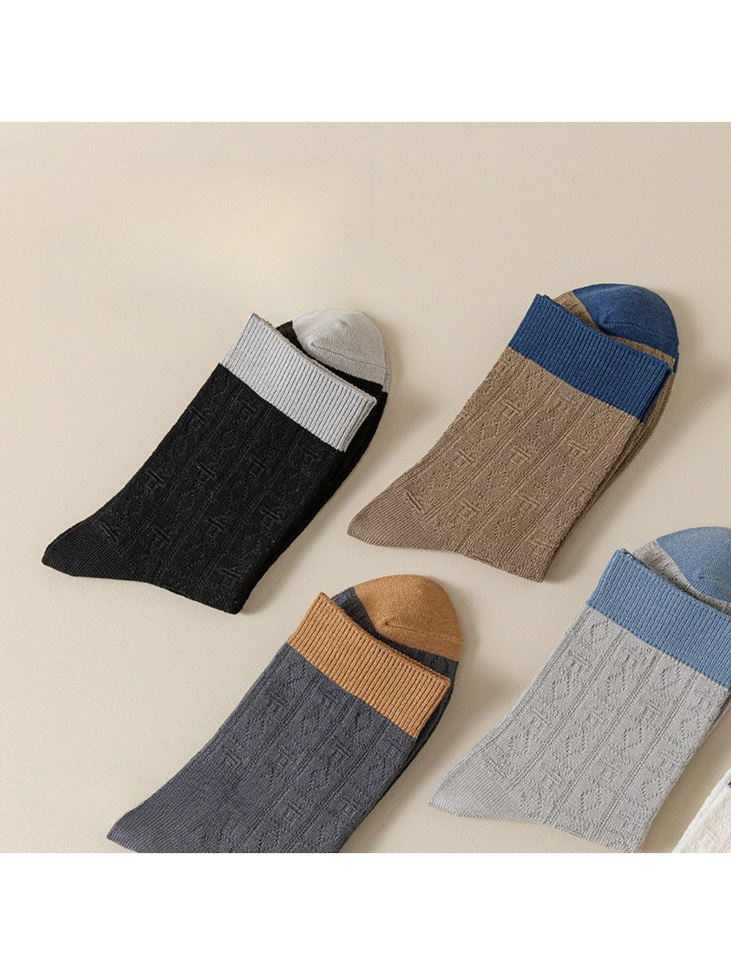 Rufia - Geometric Print Ribbed Crew Socks