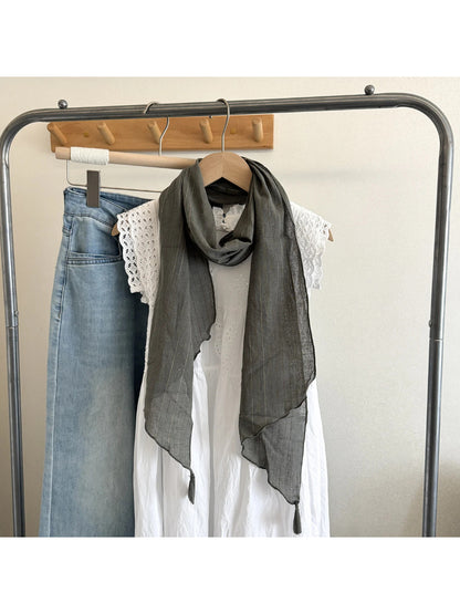 Scarvii - Stripe Tassel Lightweight Scarf