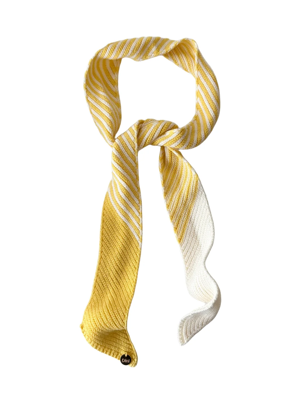 Scarvii - Color Block Diagonal Stripe Knit Skinny Scarf