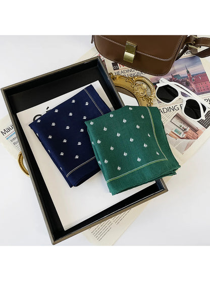 Scarvii - Navy Sailboat Print Square Scarf