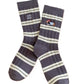 Rufia - Stripes Mid-calf Socks with Dog Patterns
