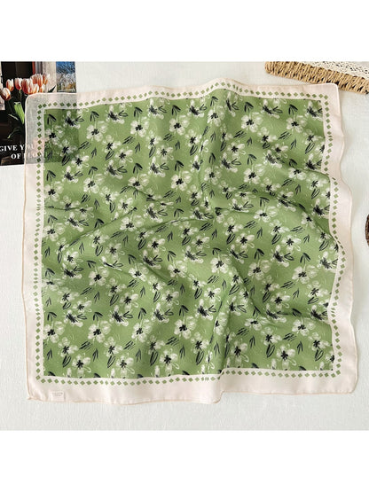 Scarvii - Fresh Floral Pattern Decorative Square Scarf