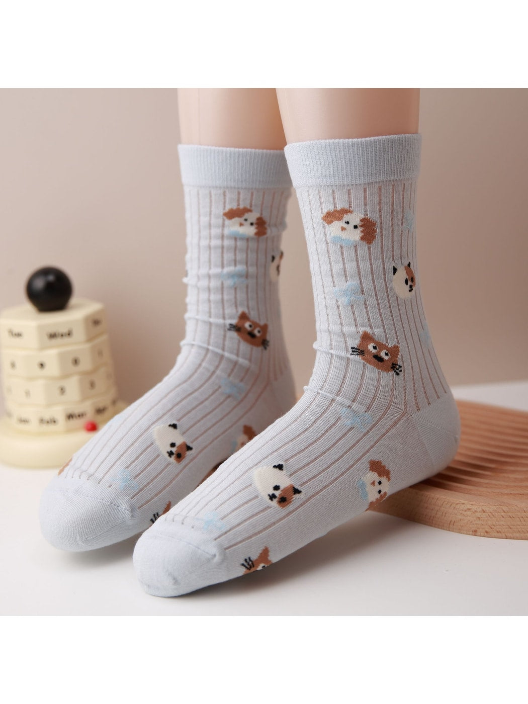 Rufia - Tulip and Cat Patterns Crew Socks
