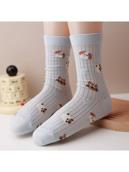 Rufia - Tulip and Cat Patterns Crew Socks