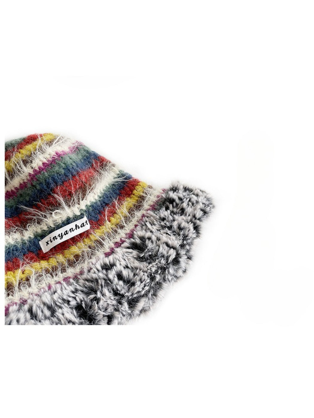 Haila - Fuzzy Striped Crochet Beanie