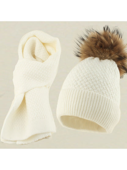 Haila - Brimless Knit Beanie and Scarf Set