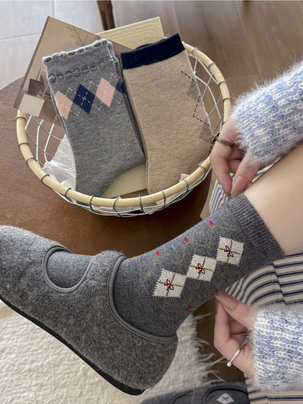Rufia – Retro Argyle Mid-Calf Socks