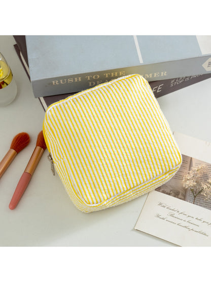 Cosbai - Pinstripes Zipper Cosmetic Organizer Bag