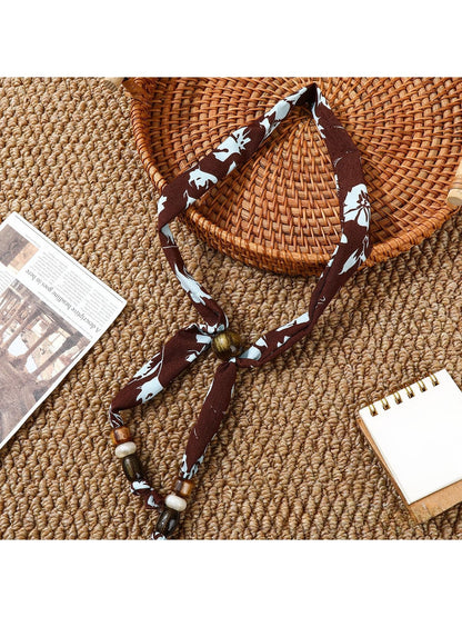 Scarvii - Elegant Beaded Floral and Dot Print Scarf