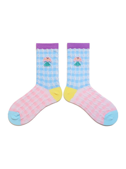 Rufia - Bow & Patchwork Lace Trim Ankle Socks