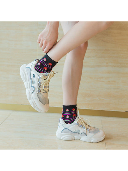 Rufia - Sweet Strawberry Stripe Ankle Socks